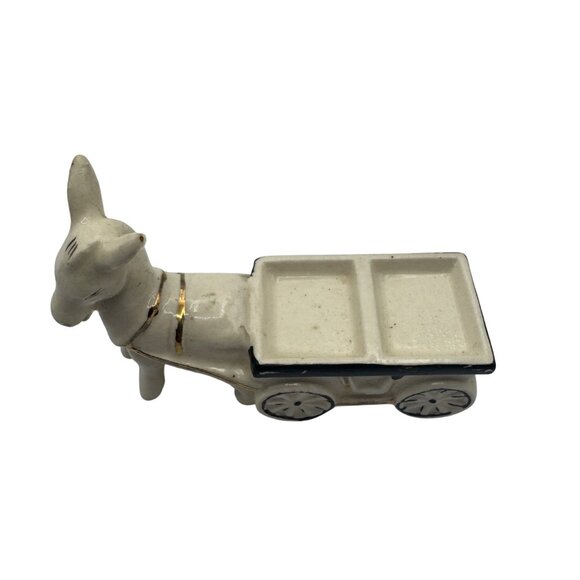 Vintage Ceramic Donkey Cart Salt & Pepper Shakers With Gold Accents - Picture 8 of 8